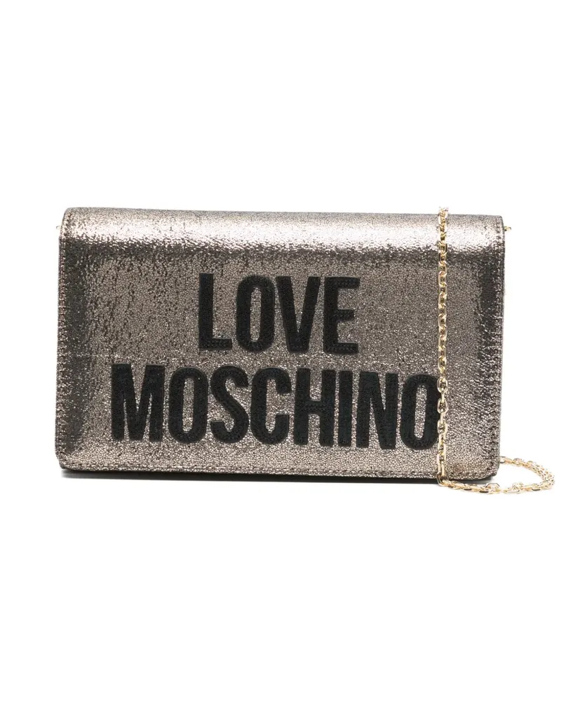 Moschino chain-strap logo-patch crossbody bag - Gold Gold