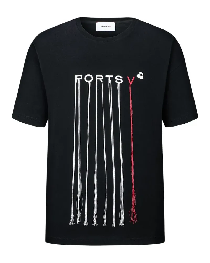 Ports V Threads T-Shirt mit Logo-Print - Schwarz Schwarz