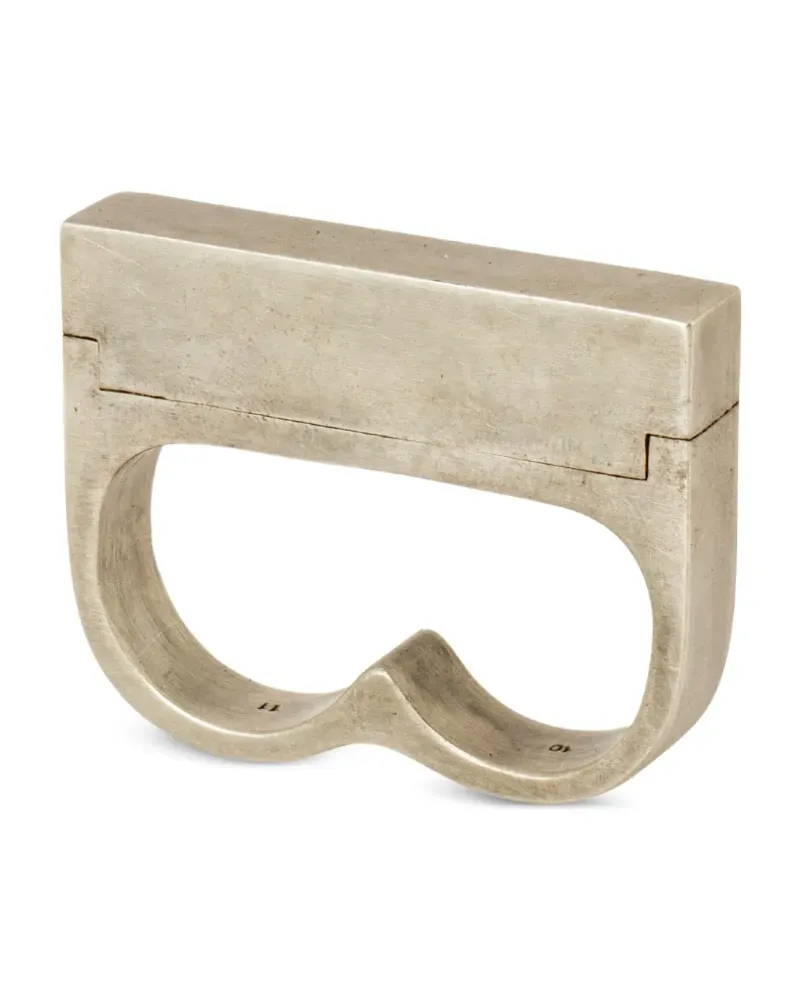 Parts Of Four Plate Double Cuboid Ring aus Sterlingsilber Silber
