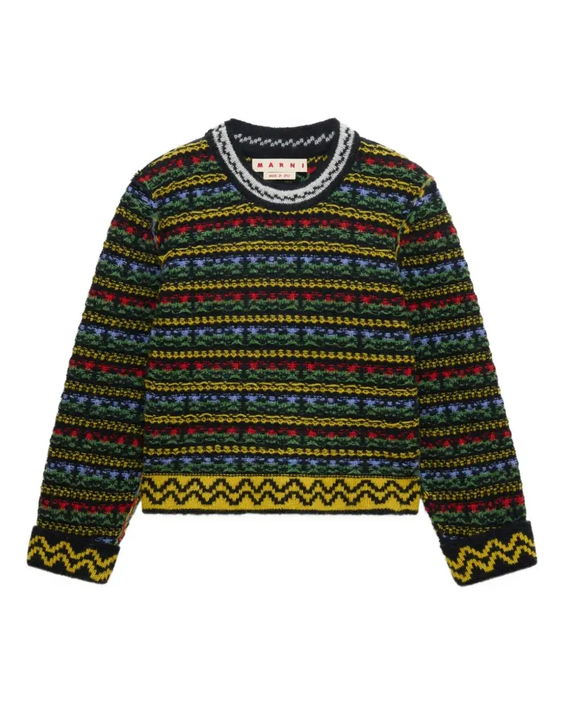 Marni Pullover aus Shetland-Wolle mit Fairisle-Motiv - Schwarz Schwarz
