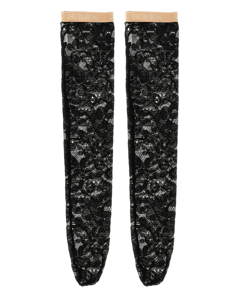 Valentino Garavani Rebordè lace logo-detail socks - Schwarz Schwarz