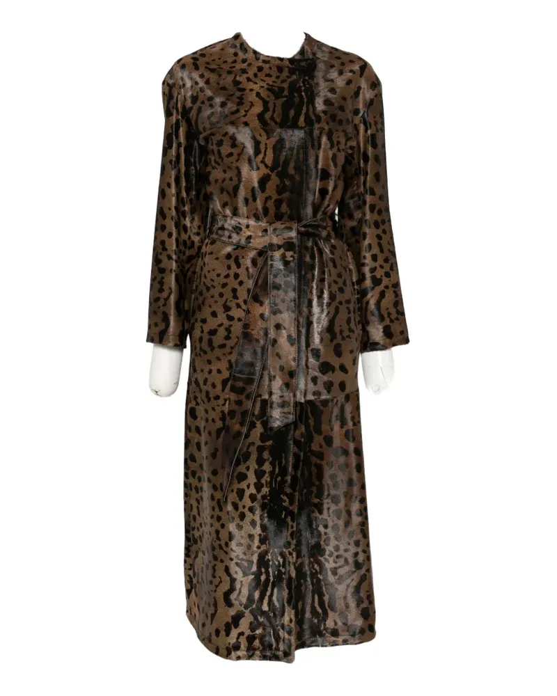Salvatore Santoro leopard-print belted jacket - Braun Braun