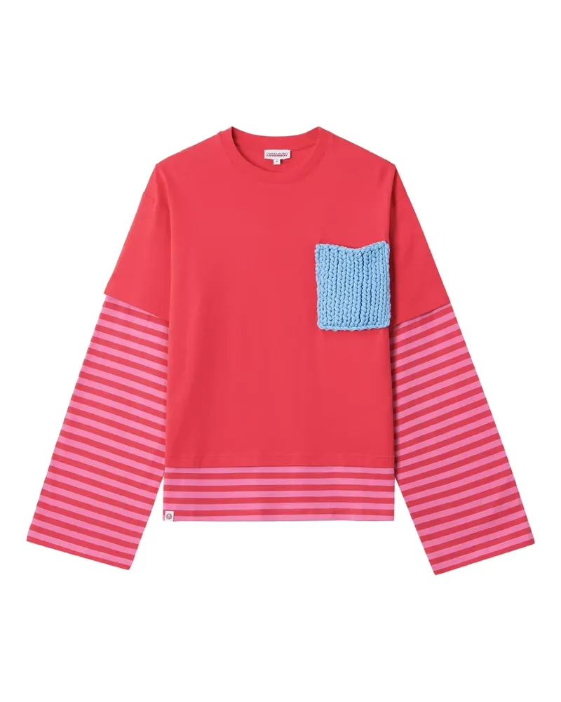 Charles Jeffrey Loverboy layered striped-sleeve T-shirt - Rot Rot
