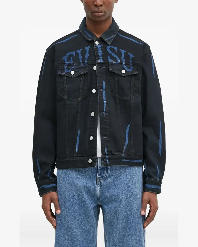 Evisu buttoned graphic jacket - Schwarz Schwarz