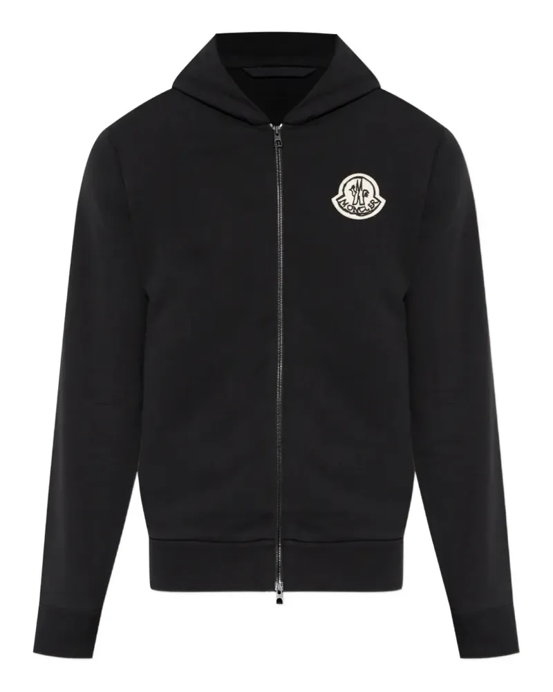 Moncler logo-patch zip-up hoodie - Schwarz Schwarz
