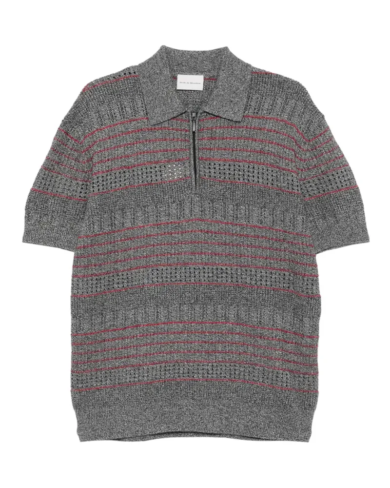 Drôle de Monsieur Gestreiftes Poloshirt mit kurzem Reißverschluss - Grau Grau