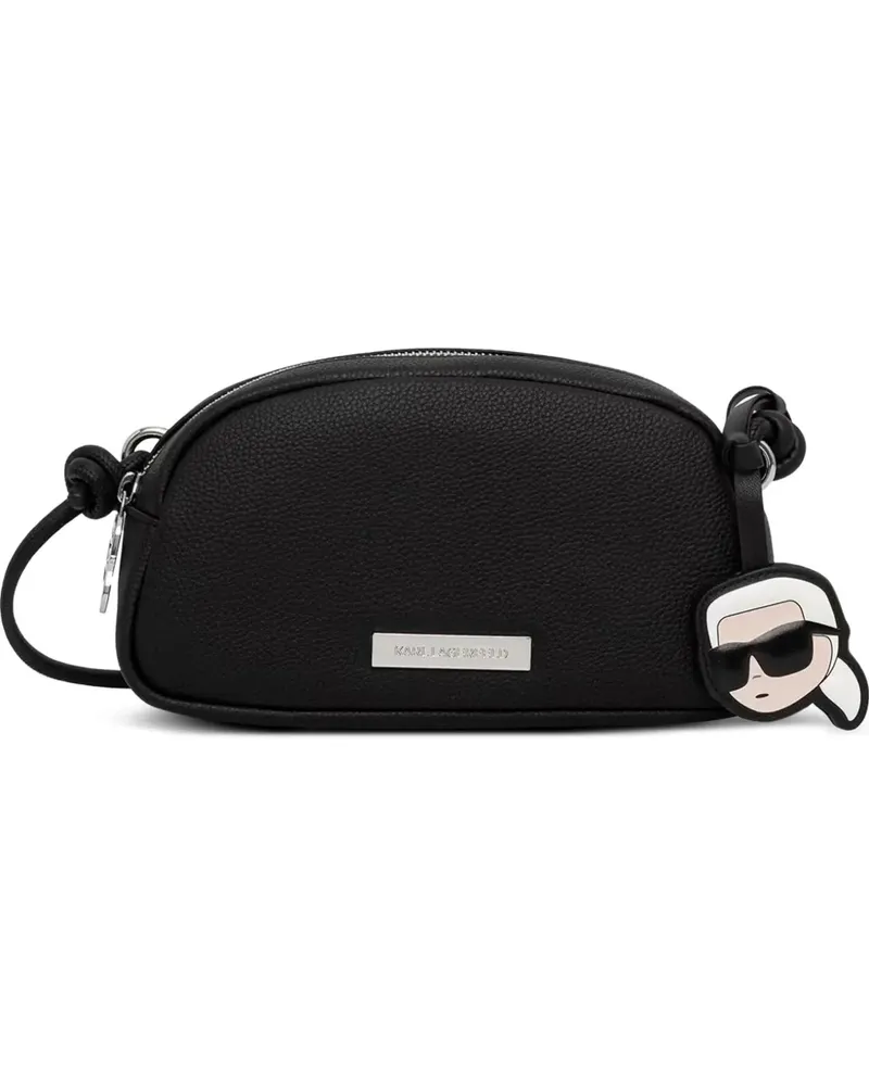 Karl Lagerfeld logo-plaque pebbled-texture crossbody bag - Schwarz Schwarz