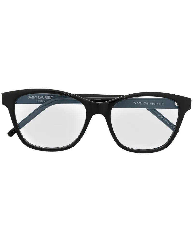 Saint Laurent Eckige Brille mit Logo - Schwarz Schwarz