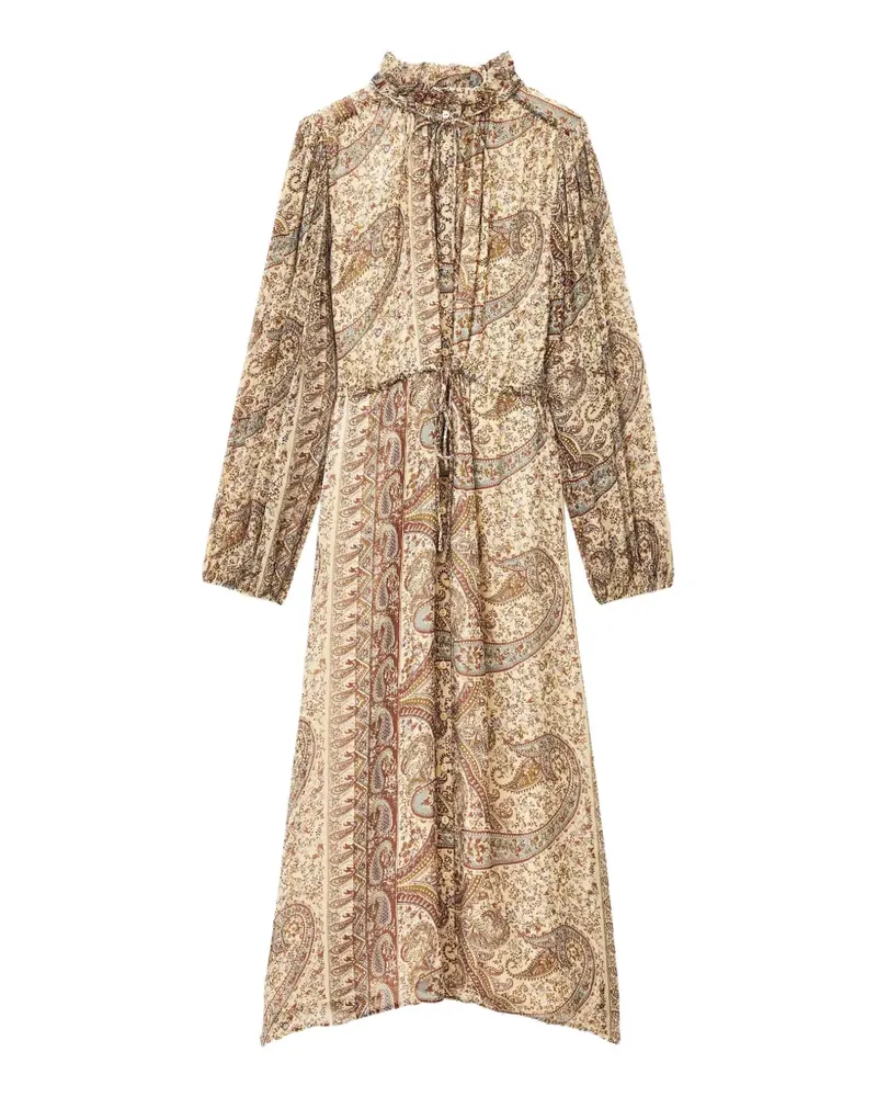 ba&sh Gerüschtes Ciahara Midikleid mit Paisley-Print - Nude Nude