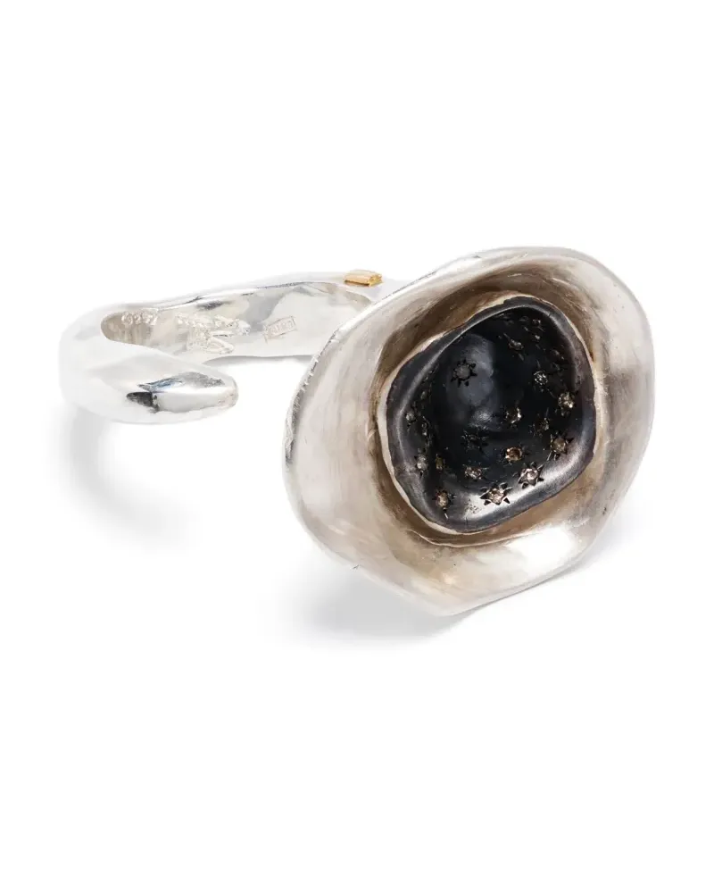 Rosa Maria Saxo Ehering aus Sterlingsilber mit Diamanten Silber