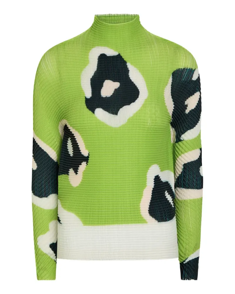 Issey Miyake Verve abstract print pleated top - Grün Grün
