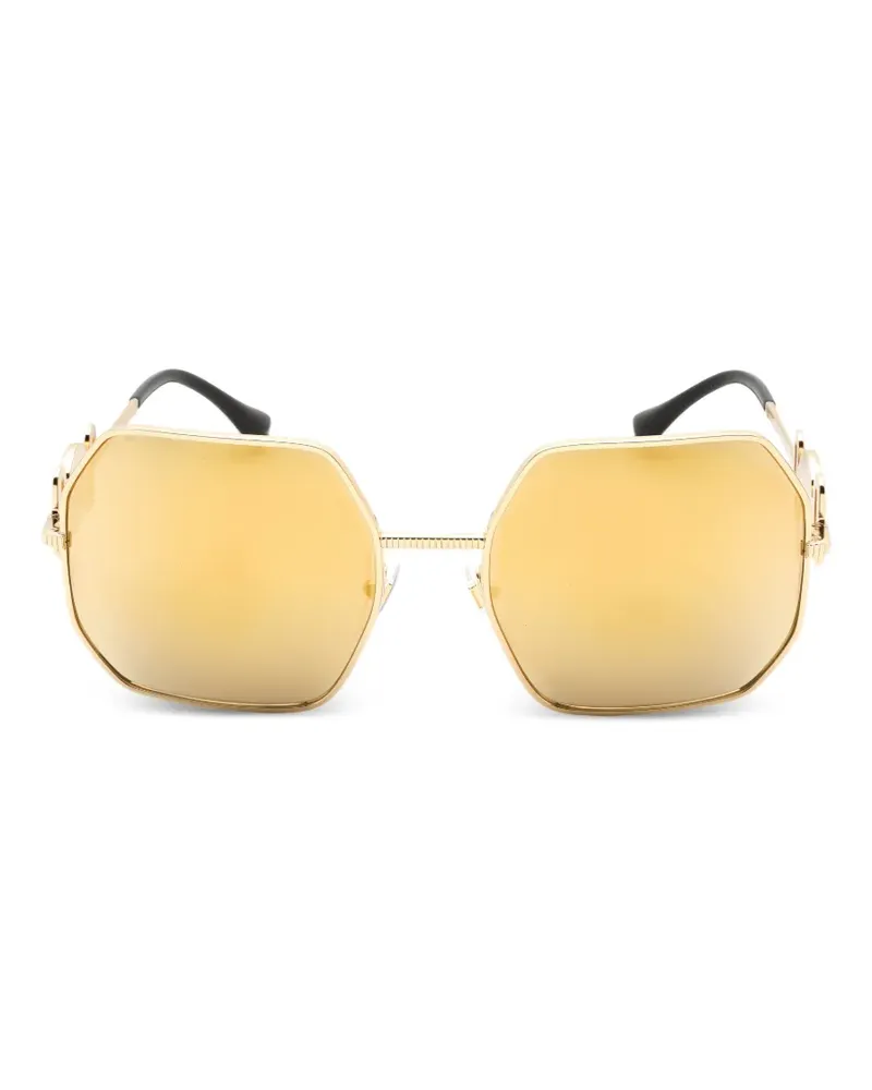 Versace Sonnenbrille mit geometrischem Gestell - Gold Gold