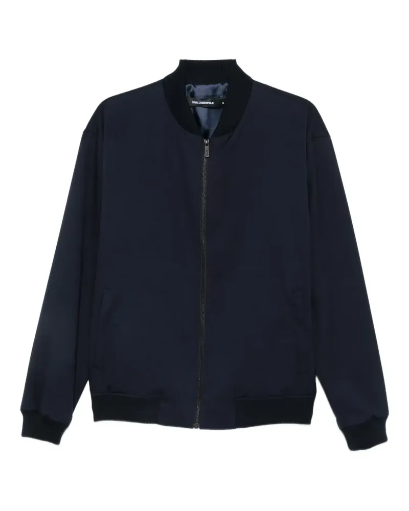 Karl Lagerfeld ribbed-trim zip-up bomber jacket - Blau Blau