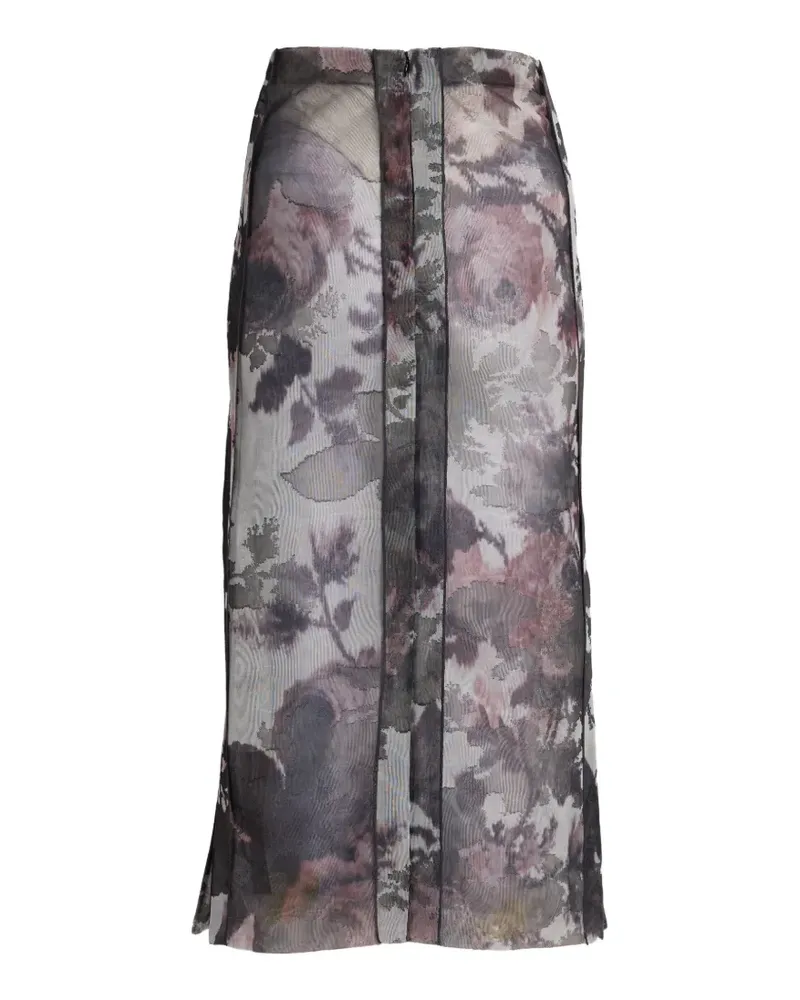 Erdem floral-print jacquard midi skirt - Grau Grau