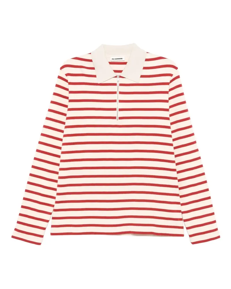 Jil Sander striped zip polo shirt - Rot Rot