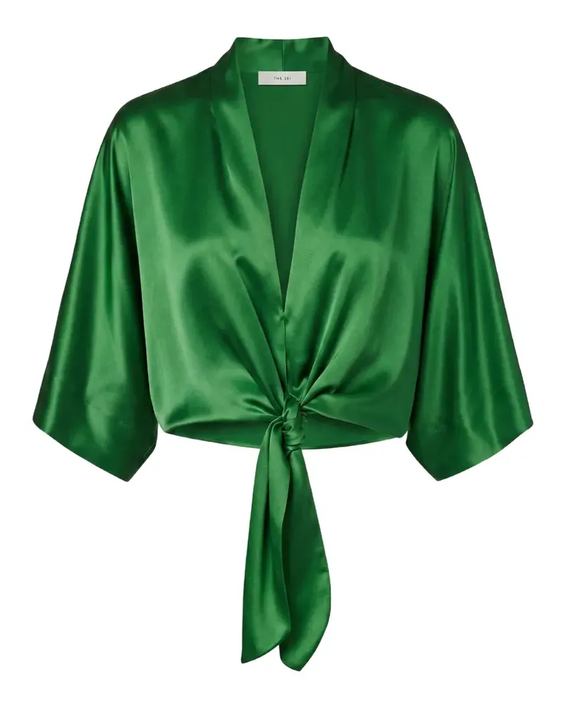 The Sei Dolman tie-front silk blouse - Grün Grün