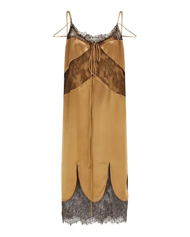 Ferragamo satin and lace slip dress - Braun Braun