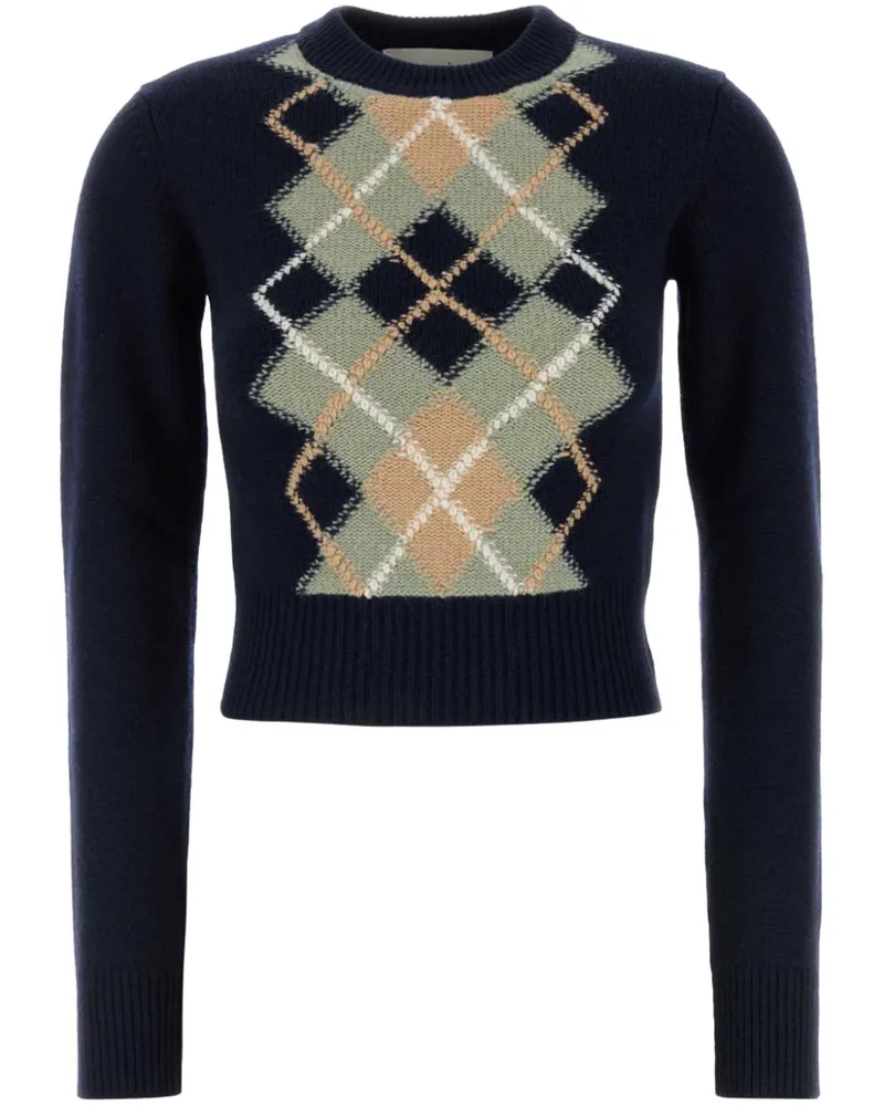 AMI Paris Pullover aus Argyle-Jacquard - Blau Blau