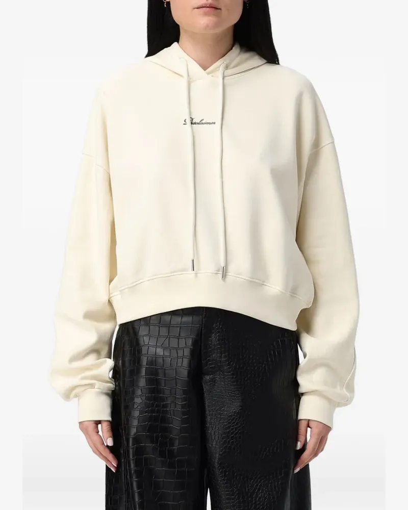 DISCLAIMER logo-print drawstring hoodie - Nude Nude