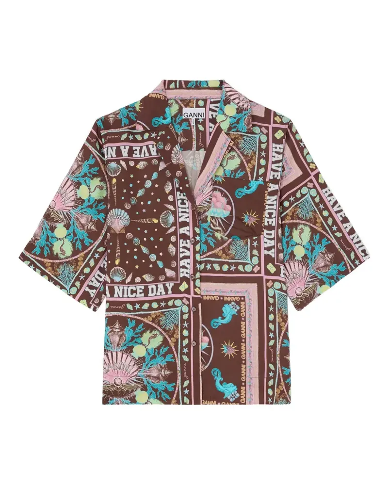 Ganni Hemd mit Print - Braun Braun