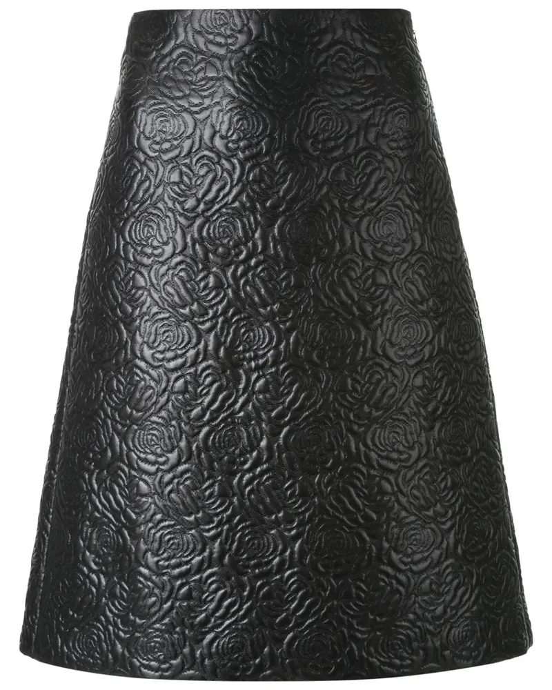 Alexander McQueen A-Linien-Rock mit Rosenmuster - Schwarz Schwarz