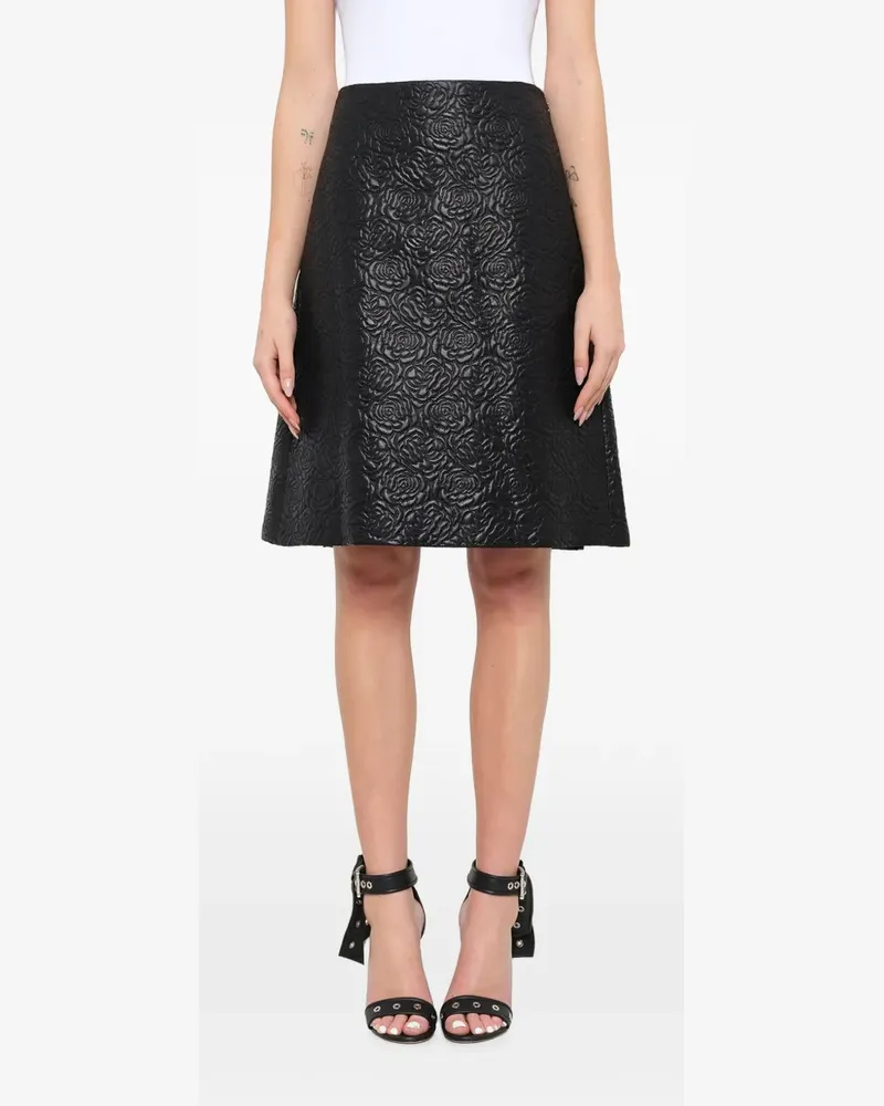 Alexander McQueen A-Linien-Rock mit Rosenmuster - Schwarz Schwarz