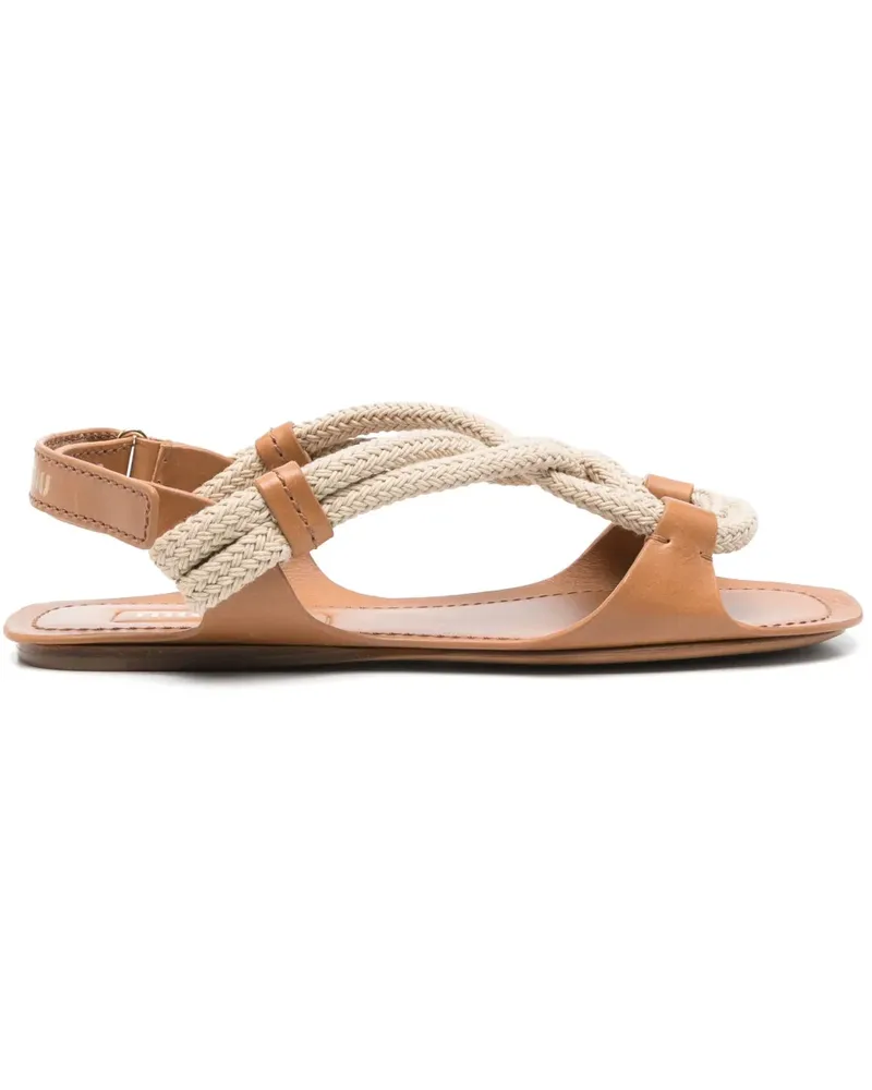 Miu Miu Flache Sandalen mit Corddetail - Nude Nude