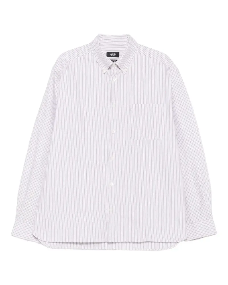 A.P.C. Gestreiftes Button-down-Hemd - Weiß Weiß