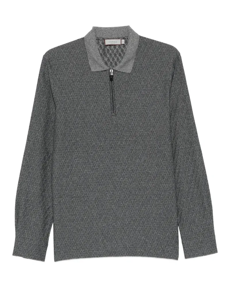 Canali zip-fastening patterned polo shirt - Grau Grau