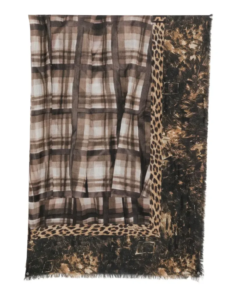 Pierre-Louis Mascia Karierter Schal mit Leopardenmuster - Braun Braun