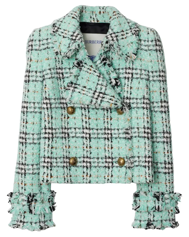Burberry Karierte Bouclé-Jacke - Blau Blau