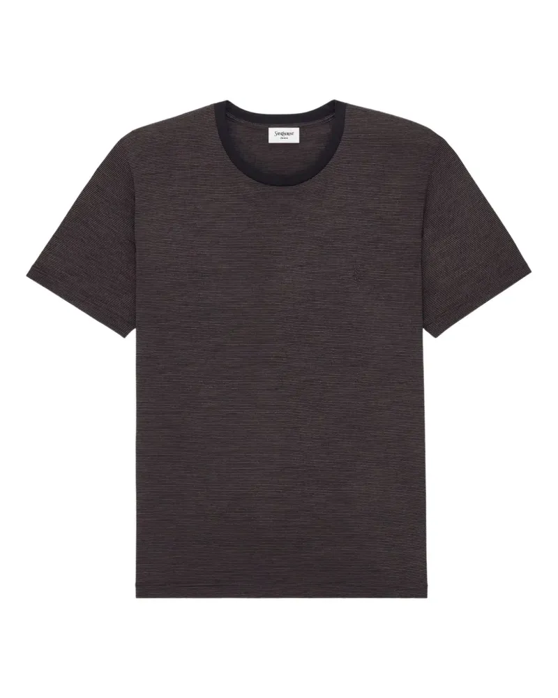 Saint Laurent Gestreiftes T-Shirt - Braun Braun
