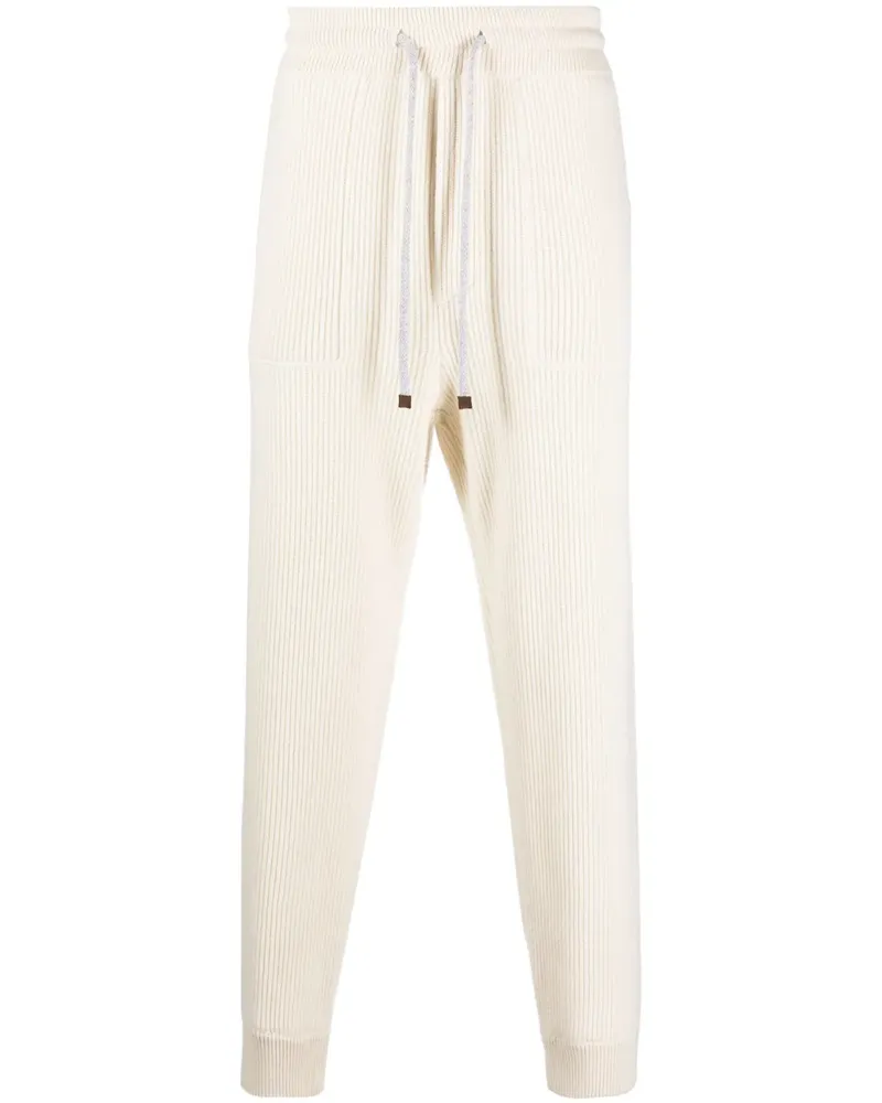 Brunello Cucinelli Gerippte Jogginghose aus Kaschmir - Nude Nude