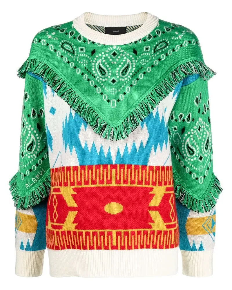 Alanui Icon Bandana Pullover mit Fransen - Grün Grün