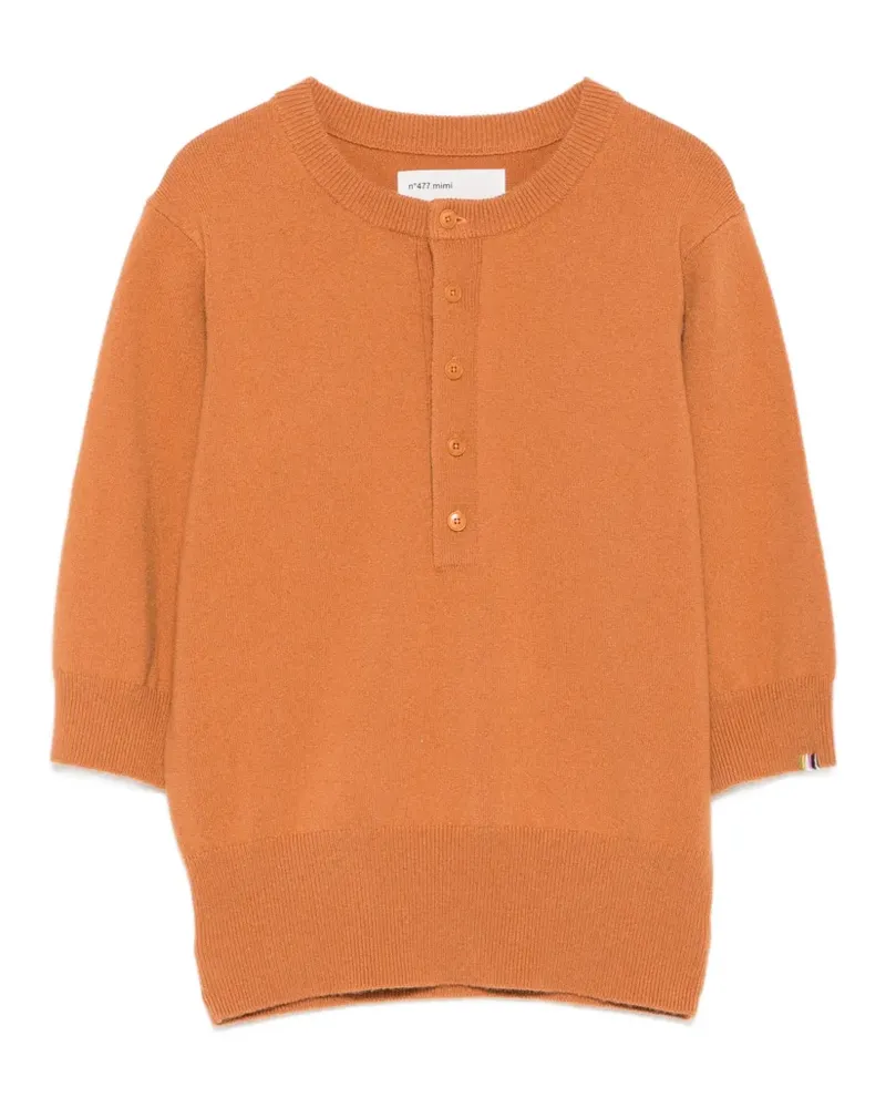 extreme cashmere button-placket top - Orange Orange