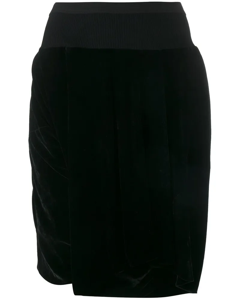 Rick Owens Knielange Samtshorts - Schwarz Schwarz