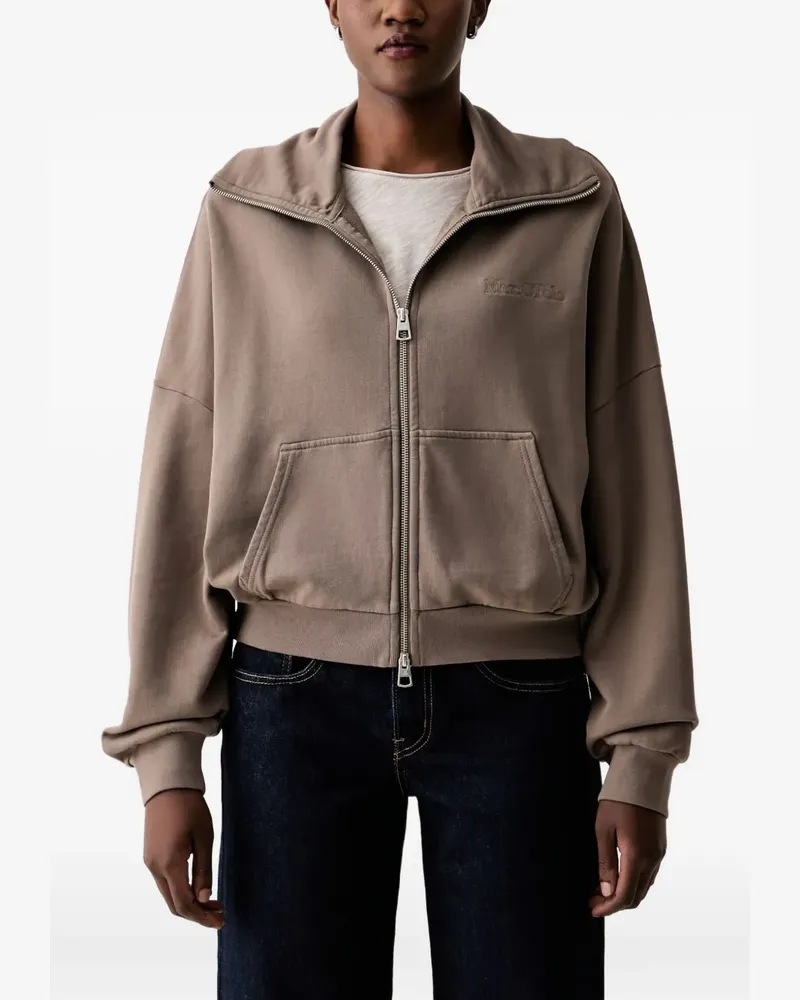 Marc O'Polo logo-embroidered zip-up hoodie - Braun Braun