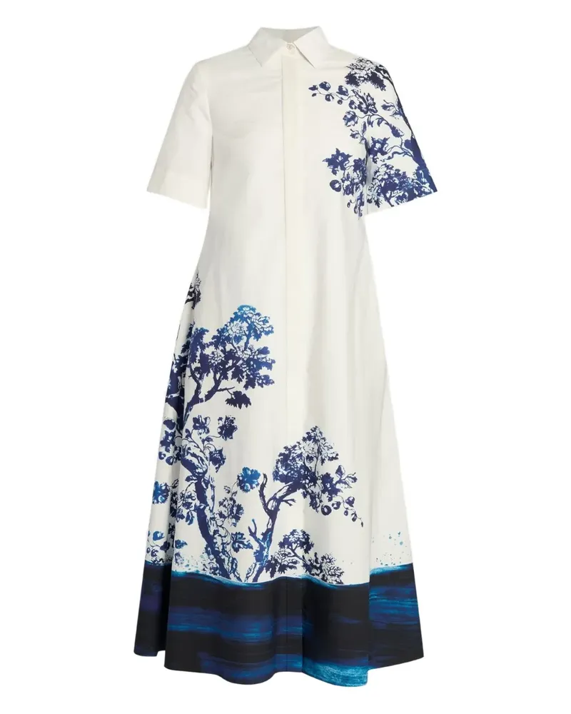 Erdem Midikleid mit Blumen-Print - Weiß Weiß