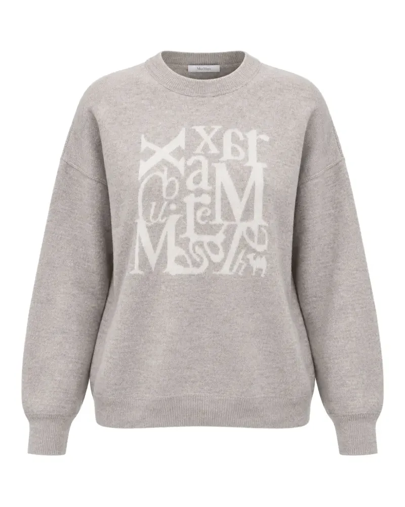 Max Mara logo-intarsia crew-neck sweater - Nude Nude