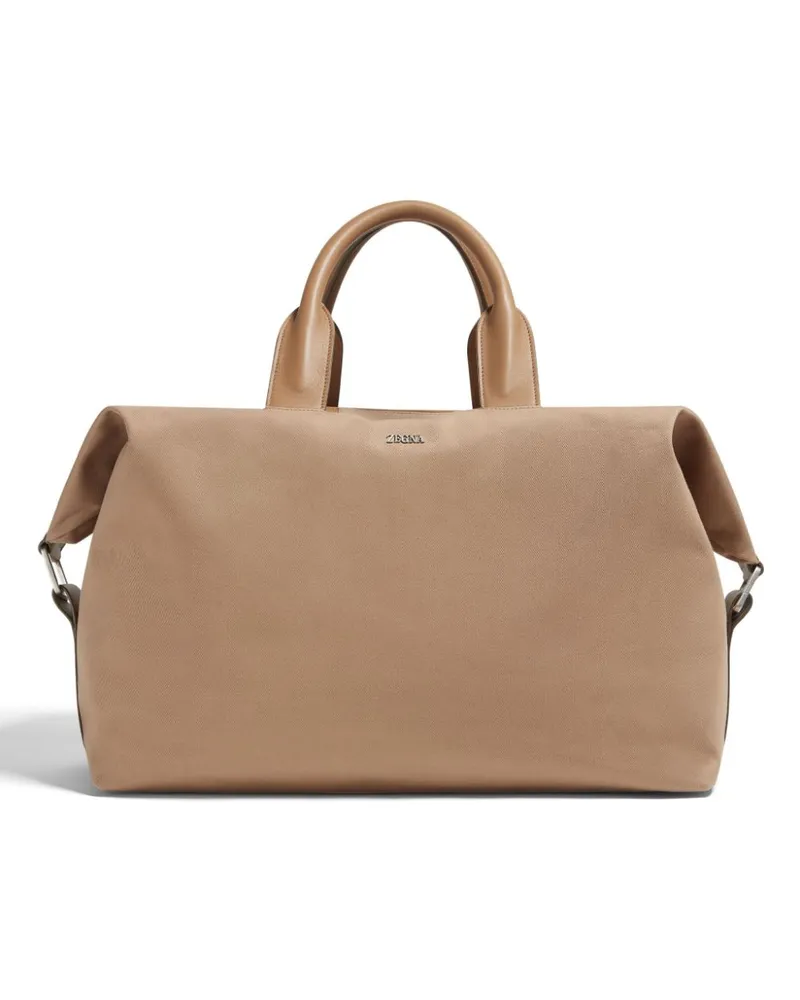 Ermenegildo Zegna Wildleder-Reisetasche mit Logo Nude