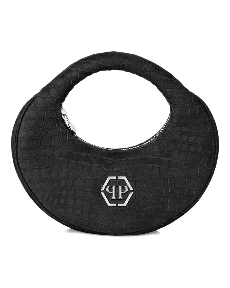 Philipp Plein Tote Bag mit Kroko-Optik - Schwarz Schwarz