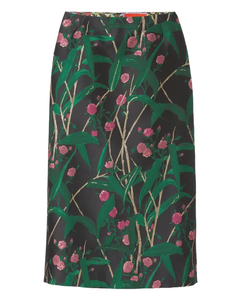 La DoubleJ Jacquard-Rock mit Blumenmuster - Grün Grün