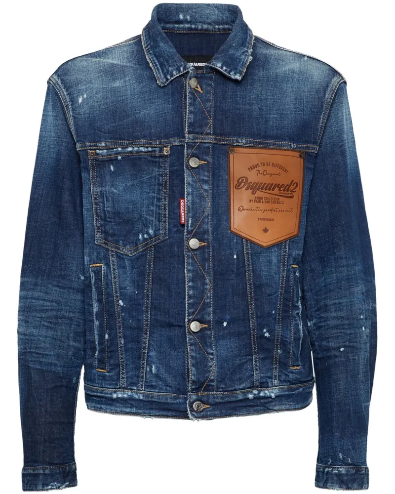 Dsquared2 Jeansjacke mit Logo-Patch - Blau Blau