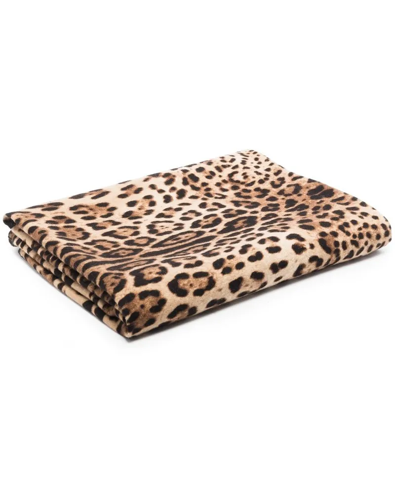 Dolce & Gabbana Decke mit Leoparden-Print 140cm x 180cm - Braun Braun
