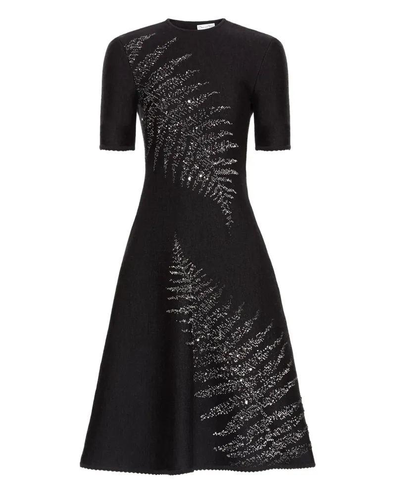 Oscar de la Renta Gestricktes Kleid mit Farnstickerei - Schwarz Schwarz