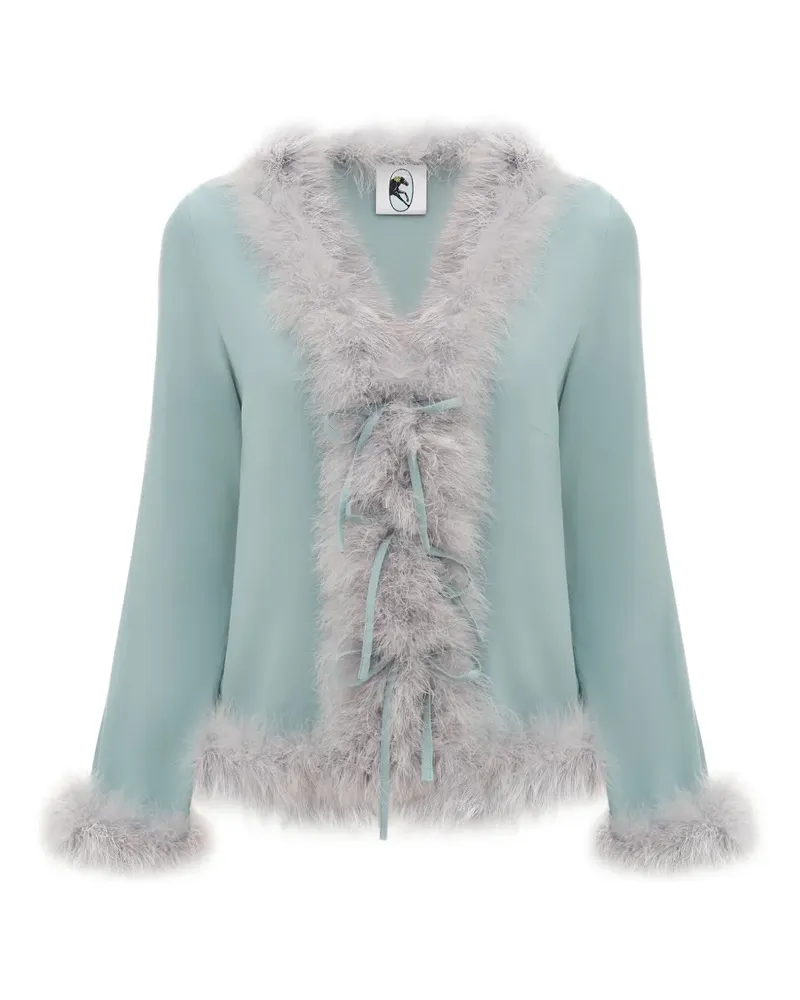 SLEEPER Venus in Love Blouse with Feathers in Dove Blue - Blau Blau