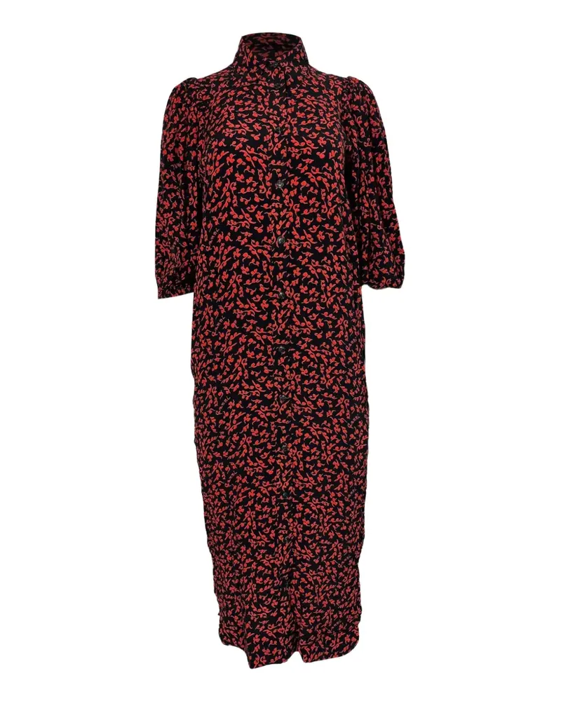 Ganni Geknöpftes Midikleid mit Print - Schwarz Schwarz