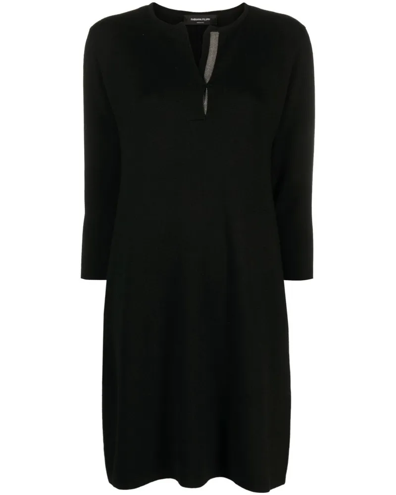 Fabiana Filippi Gestricktes Minikleid mit Schlitz - Schwarz Schwarz