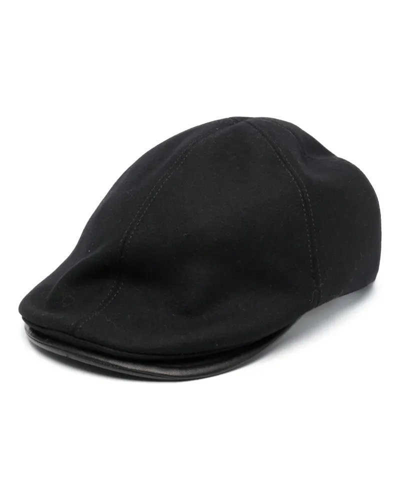 Giorgio Armani Baskenmütze mit Lederdetail - Schwarz Schwarz