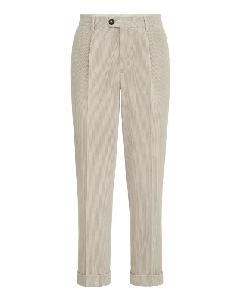 Brunello Cucinelli Kleidergefärbte Hose aus Baumwoll-Cord mit Falte - Nude Nude